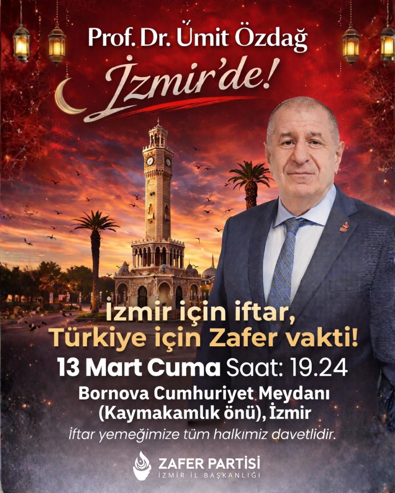 Ümit Özdağ İzmir programı belli oldu! 13 Mart Cuma günü