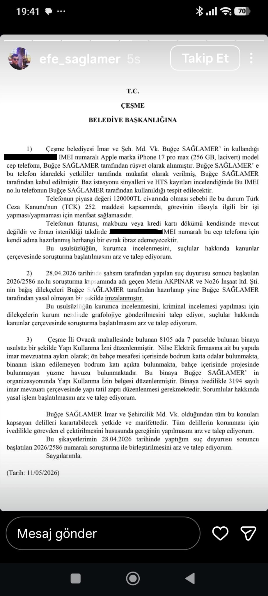 Çeşme Rüşvet İddiaları Çalkalıyor