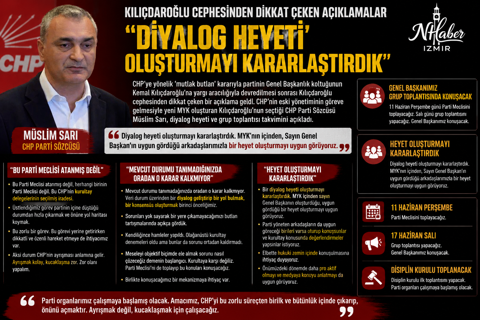CHP'de Kılıçdaroğlu'nun Sözcüsü Müslim Sarı, krizin çözümü için diyalog heyeti