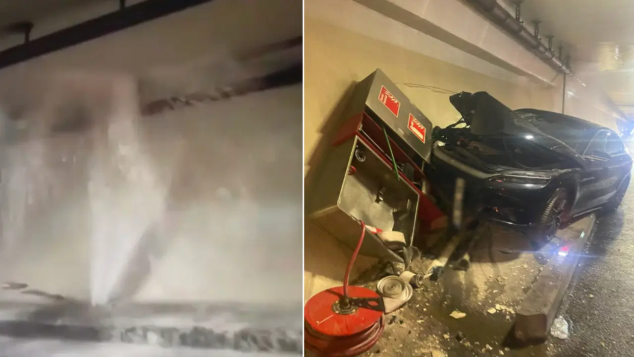 Avrasya Tüneli Avrupa yönünde meydana gelen kazada yangın sistemi patladı,