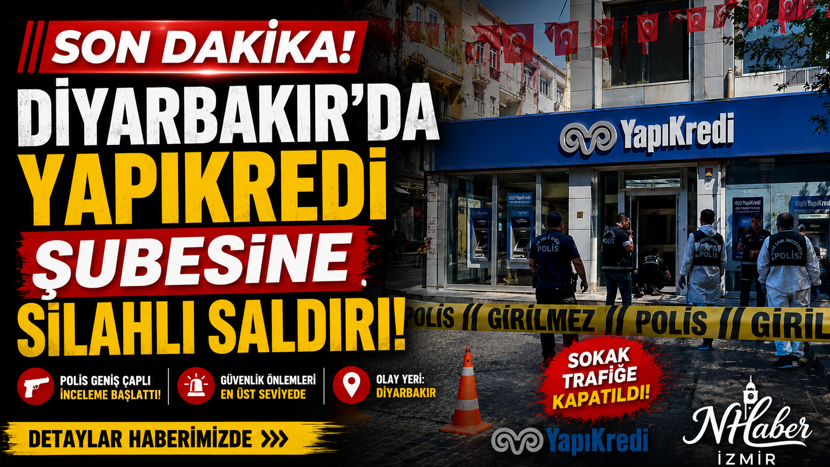Diyarbakır'ın Sur ilçesinde Koç Holding bünyesindeki Yapı Kredi merkez şubesine